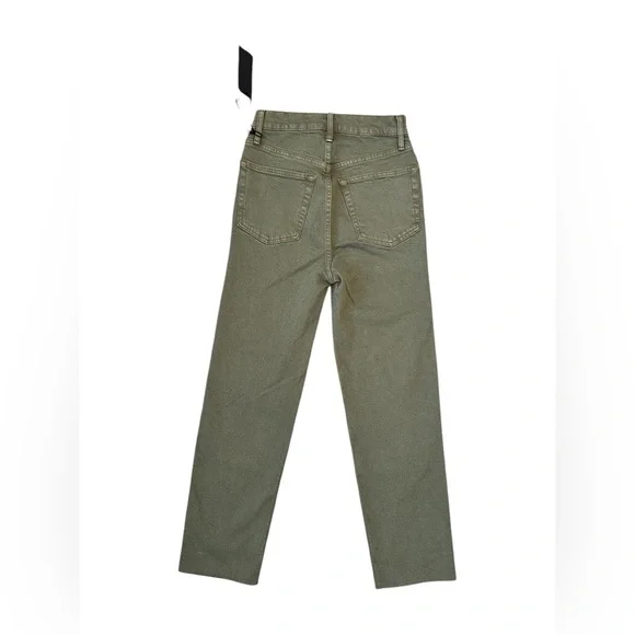 RE/DONE Jeans 70s Ultra High Rise Stove Pipe Green Denim Raw Hem Women Size 26 - Picture 3 of 9
